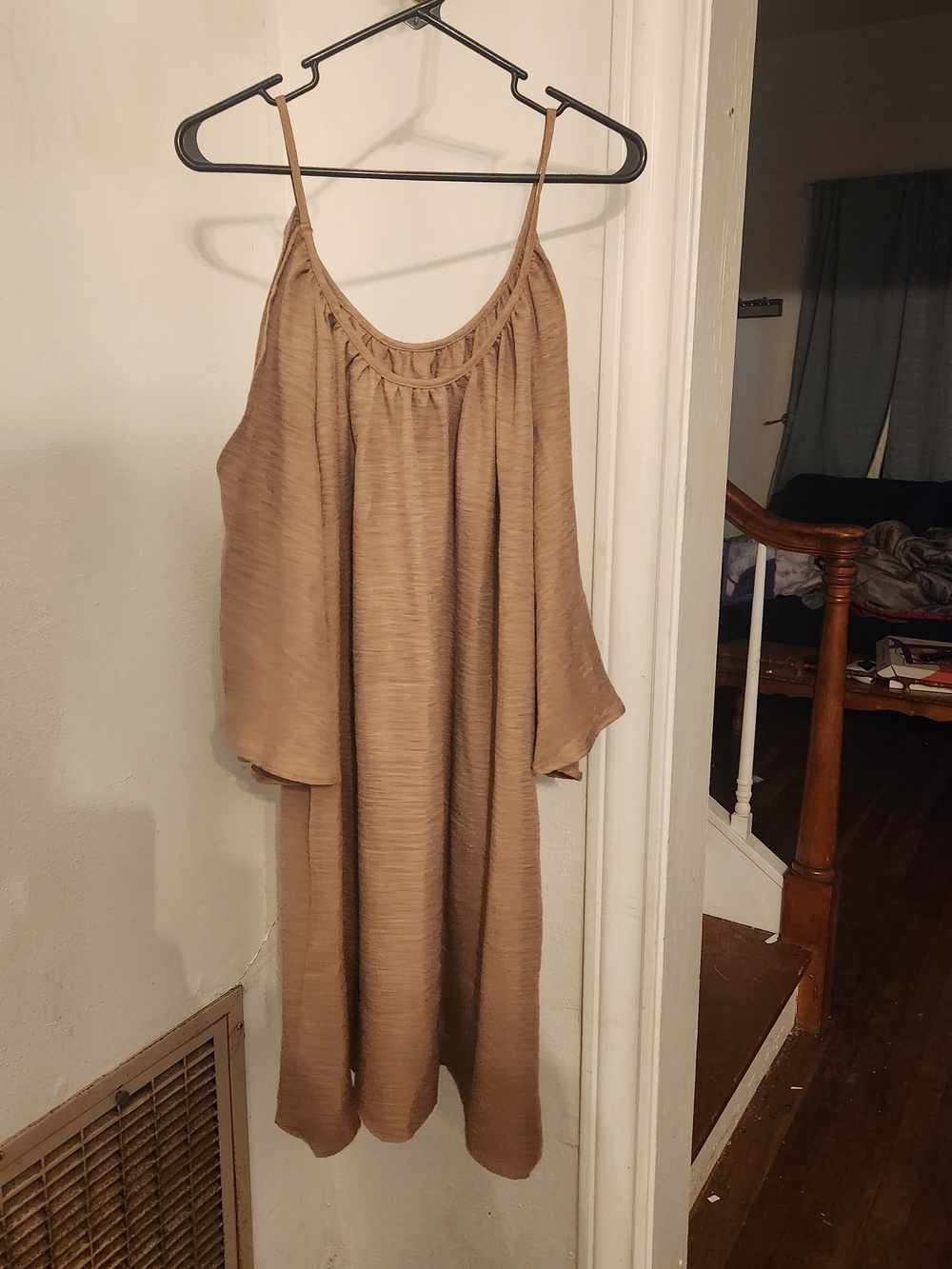 SHEIN Curve Taupe Cold Shoulder Mini Dress